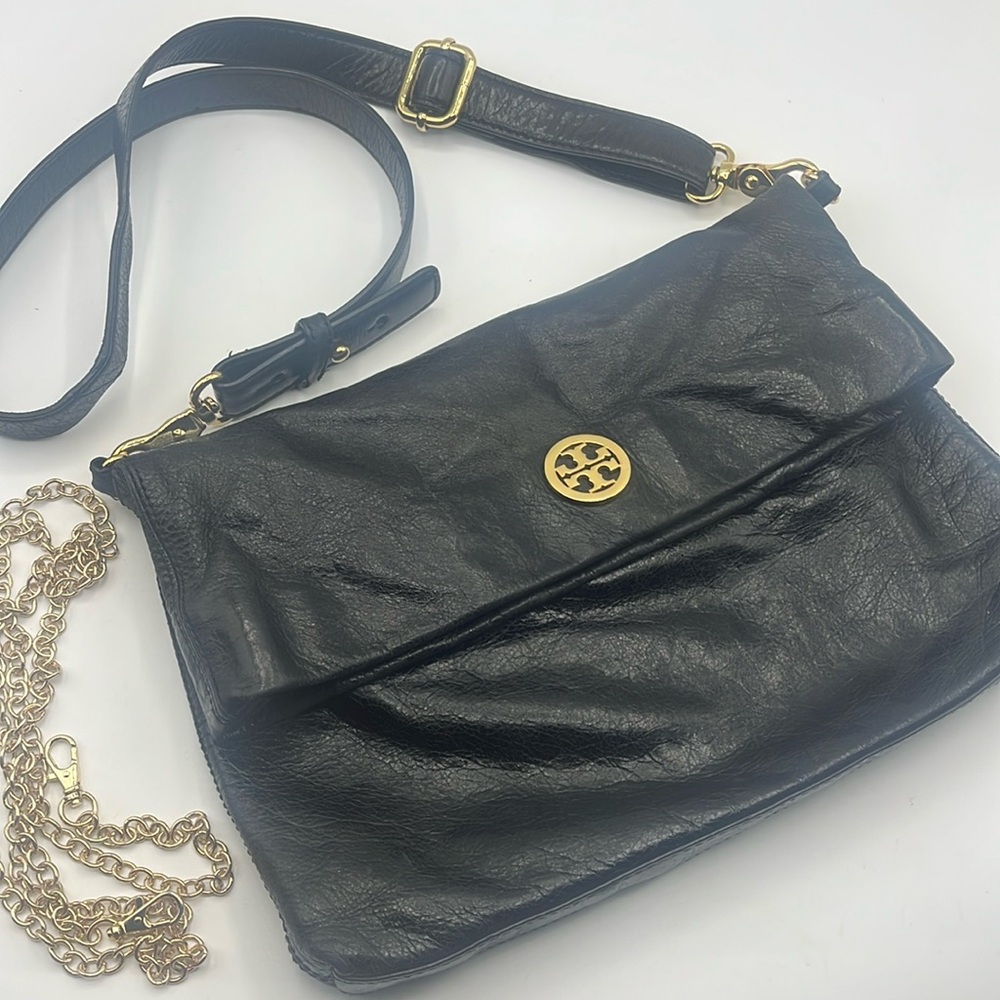 Tory Burch Black Leather convertible  Crossbody Bag